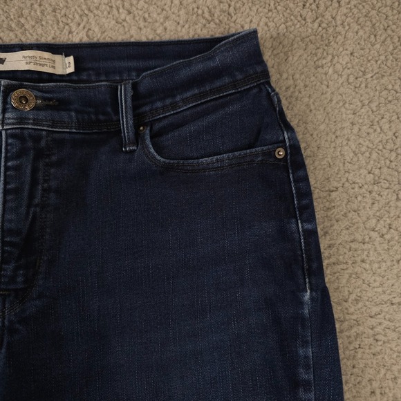 Levis 512 Jeans Womens 12 Blue Perfectly Slimming Straight Leg Stretch Dark Wash - Picture 12 of 16